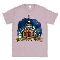 Lilac Christmas church and snow grace and mercy Classic Tee - AdoDesignShop