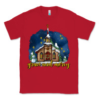 Red Christmas church and snow grace and mercy Classic Tee - AdoDesignShop
