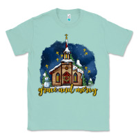 Seafoam Christmas church and snow grace and mercy Classic Tee - AdoDesignShop