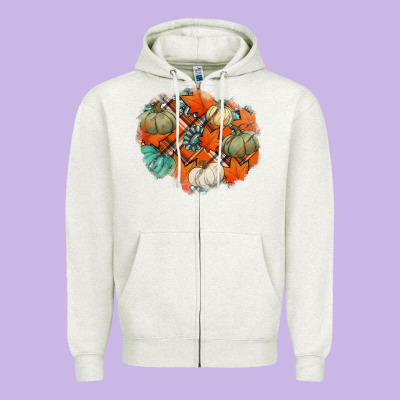Fall Autumn Patches Zipper Hoodie Designed By Jasminsmagicworld
