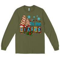 Army Green tis the season christmas tree cake ado Long Sleeve Tee - AdoDesignShop