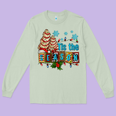 Tis The Season Christmas Tree Cake Ado Long Sleeve Tee Designed By Adodesignshop
