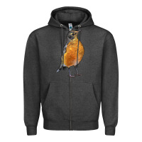 Charcoal Heather American Robin Bird Zipper Hoodie - LillyAllenDesigns