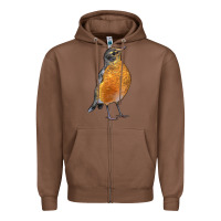 Chestnut American Robin Bird Zipper Hoodie - LillyAllenDesigns