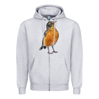 Heather Grey American Robin Bird Zipper Hoodie - LillyAllenDesigns
