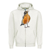 Oatmeal Heather American Robin Bird Zipper Hoodie - LillyAllenDesigns