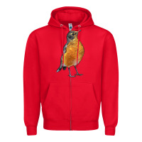 Red American Robin Bird Zipper Hoodie - LillyAllenDesigns