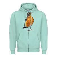 Seafoam American Robin Bird Zipper Hoodie - LillyAllenDesigns