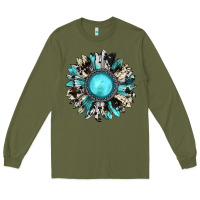 Army Green western sunflower gemstone Long Sleeve Tee - JahusDesignShop