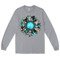 Heather Grey western sunflower gemstone Long Sleeve Tee - JahusDesignShop