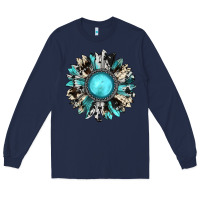 Navy western sunflower gemstone Long Sleeve Tee - JahusDesignShop