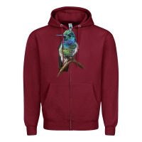 Burgundy Ruby Throcuted Hummingbird Zipper Hoodie - LillyAllenDesigns