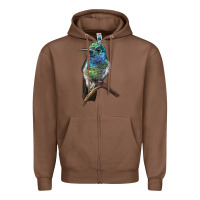 Chestnut Ruby Throcuted Hummingbird Zipper Hoodie - LillyAllenDesigns