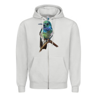 Dove Grey Ruby Throcuted Hummingbird Zipper Hoodie - LillyAllenDesigns