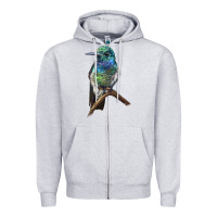 Heather Grey Ruby Throcuted Hummingbird Zipper Hoodie - LillyAllenDesigns