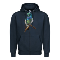 Navy Ruby Throcuted Hummingbird Zipper Hoodie - LillyAllenDesigns