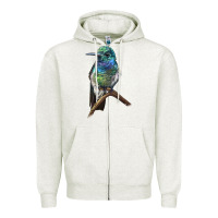 Oatmeal Heather Ruby Throcuted Hummingbird Zipper Hoodie - LillyAllenDesigns