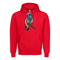 Red Ruby Throcuted Hummingbird Zipper Hoodie - LillyAllenDesigns
