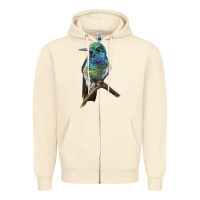 Sandshell Ruby Throcuted Hummingbird Zipper Hoodie - LillyAllenDesigns