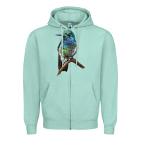 Seafoam Ruby Throcuted Hummingbird Zipper Hoodie - LillyAllenDesigns