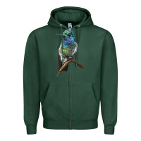 Sports Green Ruby Throcuted Hummingbird Zipper Hoodie - LillyAllenDesigns