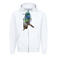 White Ruby Throcuted Hummingbird Zipper Hoodie - LillyAllenDesigns
