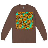 Chestnut sunflowers and leopard western seamless pattern Long Sleeve Tee - BundleAndBundleShop
