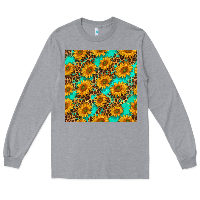 Sunflowers And Leopard Western Seamless Pattern Long Sleeve Tee by BundleAndBundleShop | Teevron