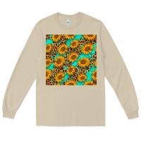 Mushroom sunflowers and leopard western seamless pattern Long Sleeve Tee - BundleAndBundleShop