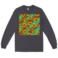 Smoke sunflowers and leopard western seamless pattern Long Sleeve Tee - BundleAndBundleShop