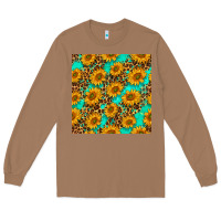 Toasted Coconut sunflowers and leopard western seamless pattern Long Sleeve Tee - BundleAndBundleShop