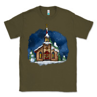Army Green Christmas church and snow Classic Tee - AdoDesignShop