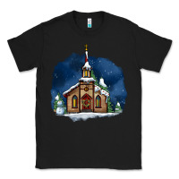 Black Christmas church and snow Classic Tee - AdoDesignShop