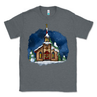 Charcoal Heather Christmas church and snow Classic Tee - AdoDesignShop