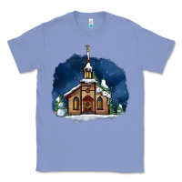 Colony Blue Christmas church and snow Classic Tee - AdoDesignShop