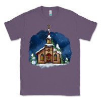 Lavender Christmas church and snow Classic Tee - AdoDesignShop