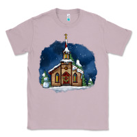 Lilac Christmas church and snow Classic Tee - AdoDesignShop