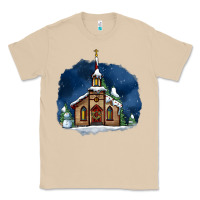 Mushroom Christmas church and snow Classic Tee - AdoDesignShop