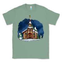 Sage Christmas church and snow Classic Tee - AdoDesignShop