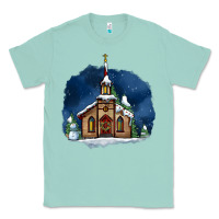 Seafoam Christmas church and snow Classic Tee - AdoDesignShop
