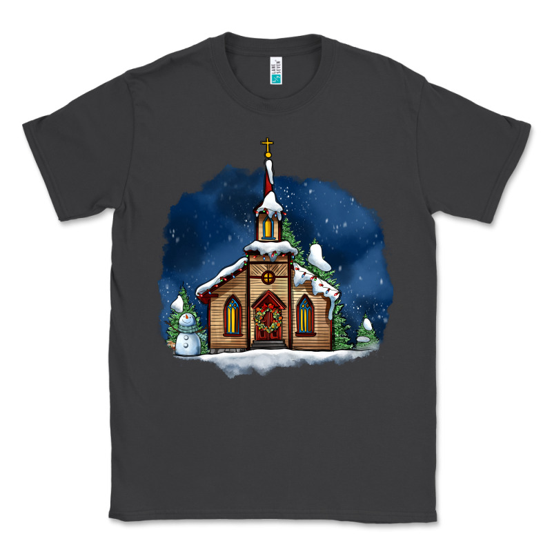 Christmas Church And Snow Classic Tee by AdoDesignShop | Teevron