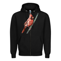 Black Northern Cardinal Bird Zipper Hoodie - LillyAllenDesigns