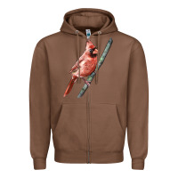 Chestnut Northern Cardinal Bird Zipper Hoodie - LillyAllenDesigns