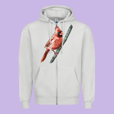 Northern Cardinal Bird Zipper Hoodie Designed By Lillyallendesigns