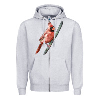 Heather Grey Northern Cardinal Bird Zipper Hoodie - LillyAllenDesigns