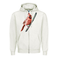 Oatmeal Heather Northern Cardinal Bird Zipper Hoodie - LillyAllenDesigns