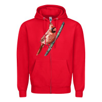 Red Northern Cardinal Bird Zipper Hoodie - LillyAllenDesigns