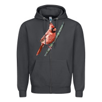 Smoke Northern Cardinal Bird Zipper Hoodie - LillyAllenDesigns