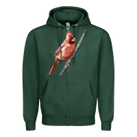 Sports Green Northern Cardinal Bird Zipper Hoodie - LillyAllenDesigns