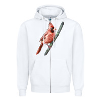 White Northern Cardinal Bird Zipper Hoodie - LillyAllenDesigns